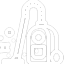 A white icon image of a vacuum.