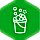 Mission Maids icon of a bucket with bubbles coming out on a green hexagon background.